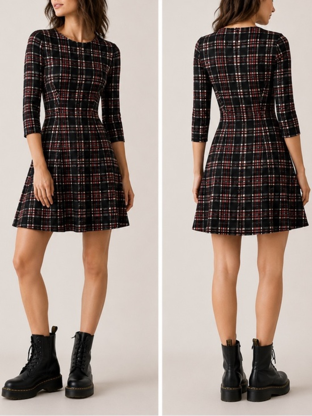 Alexander McQueen Wool Plaid Fit & Flare Grunge Academia Mini Dress